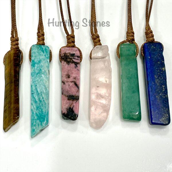 Hunting Stones Beautiful Natural Crystal Gemstone Slice Necklaces - Slide adjustable 40cm to 80cm