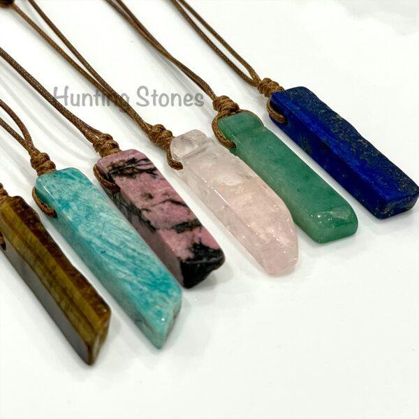 Hunting Stones Beautiful Natural Crystal Gemstone Slice Necklaces - Slide adjustable 40cm to 80cm