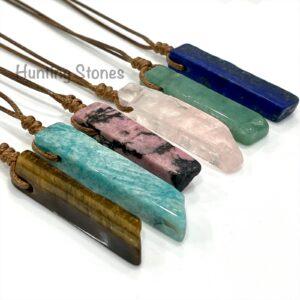 Hunting Stones Beautiful Natural Crystal Gemstone Slice Necklaces - Slide adjustable 40cm to 80cm