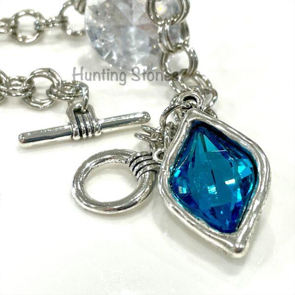 Beautiful Blue Glass Crystal Bracelet - Matching Drop Earrings 19cm