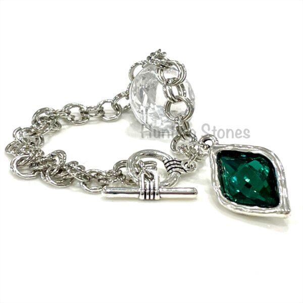 Beautiful Green Glass Crystal Bracelet 19cm