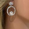 Beautiful Round Moonstone Colour Earrings - Matching Bracelet 20 to 24cm