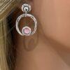 Beautiful Round Pink Earrings - Matching Bracelet 20 to 24cm