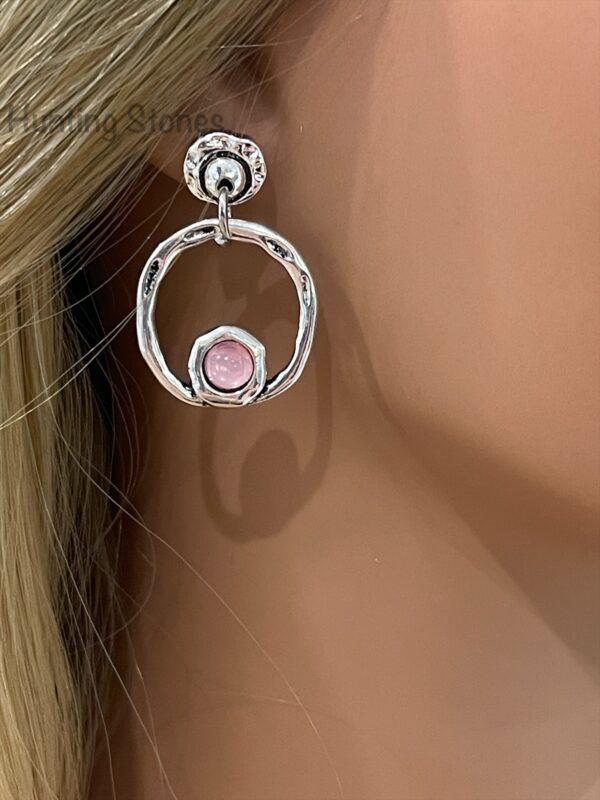 Beautiful Round Pink Earrings - Matching Bracelet 20 to 24cm