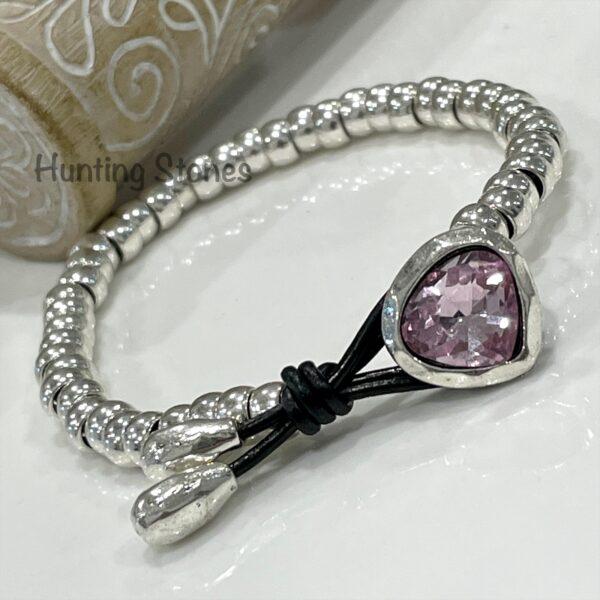 Beautiful Glass Crystal Teardrop Leather Bracelets 19cm