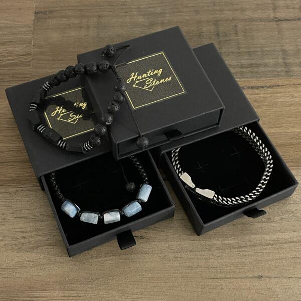 Hunting Stones Quality Black Gift Box (C) 8 x 8 x 2.5cm