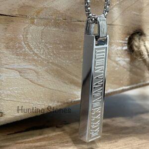 Men's Quality Stainless Steel Roman Numeral Bar Necklace