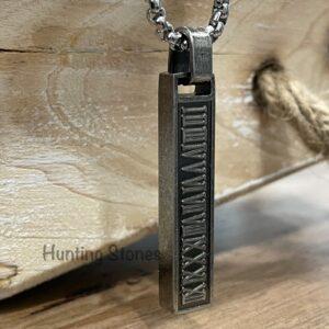 Men's Quality Stainless Steel Roman Numeral Bar Necklace