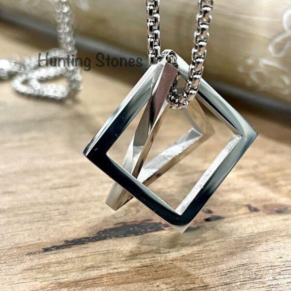 Men's Quality Stainless Steel Geometric Triangle and Square Necklace