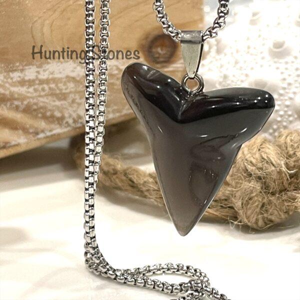 Natural Onyx Shark Tooth Necklace