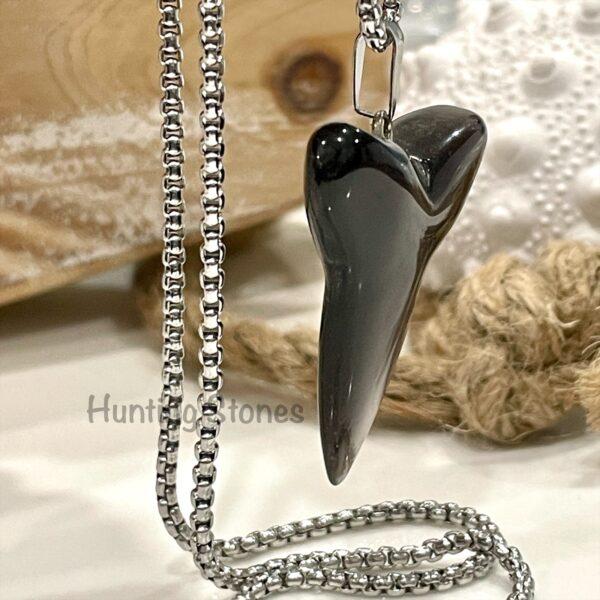 Natural Onyx Shark Tooth Necklace