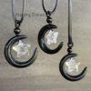 Natural Crystal Moon with Floating Star Necklace - 31mm Moons