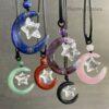 Natural Crystal Moon with Floating Star Necklace - 31mm Moons