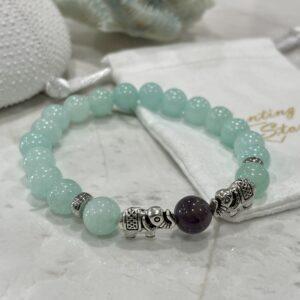 Natural Amethyst and Aqua Chalecedony Bracelet