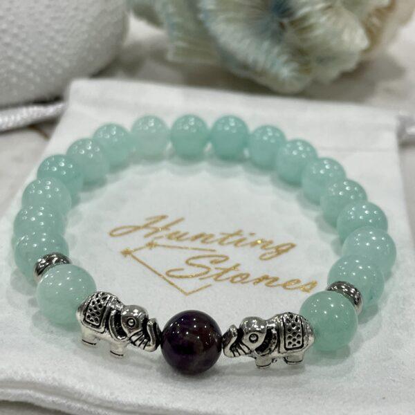 Natural Amethyst and Aqua Chalecedony Bracelet