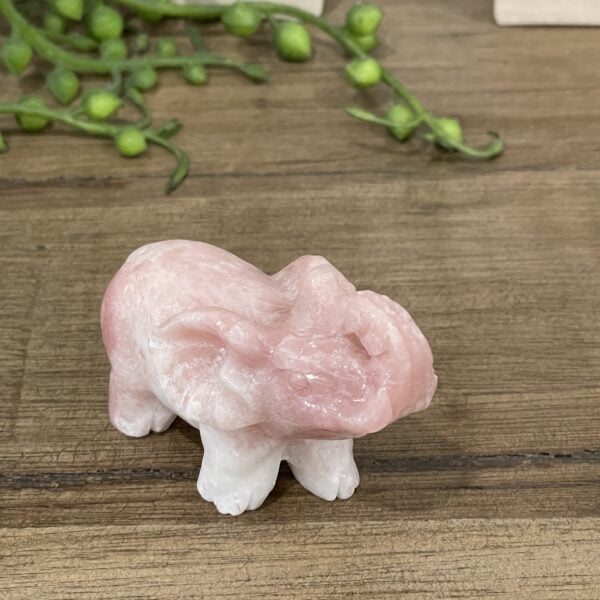 Beautiful Pink Jasper Crystal Elephant - Good Luck 6cm 01