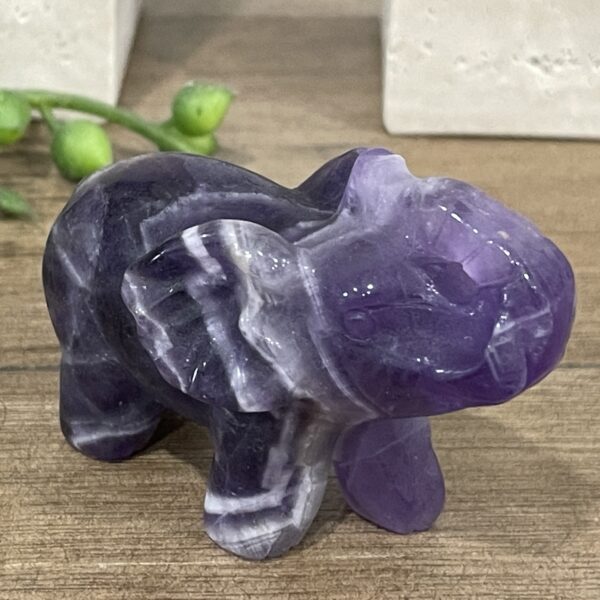Beautiful Amethyst Crystal Elephant - 6.1cm 01 - Good Luck