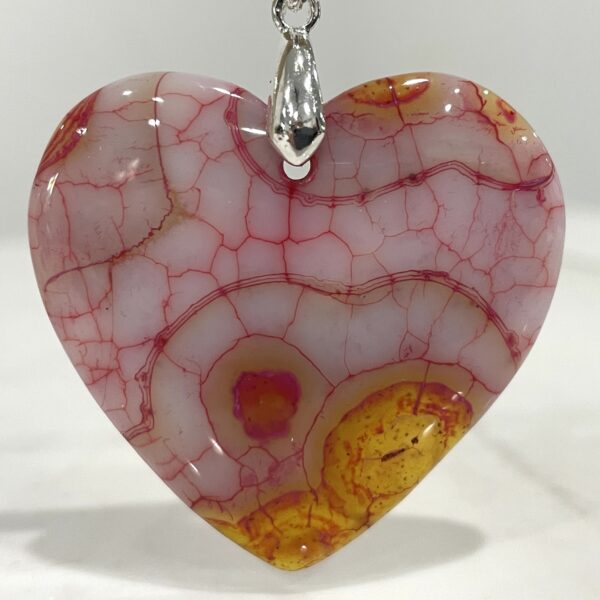 Agate Crystal Heart Pendants 41 to 44mm - Unconditional Love Pinks