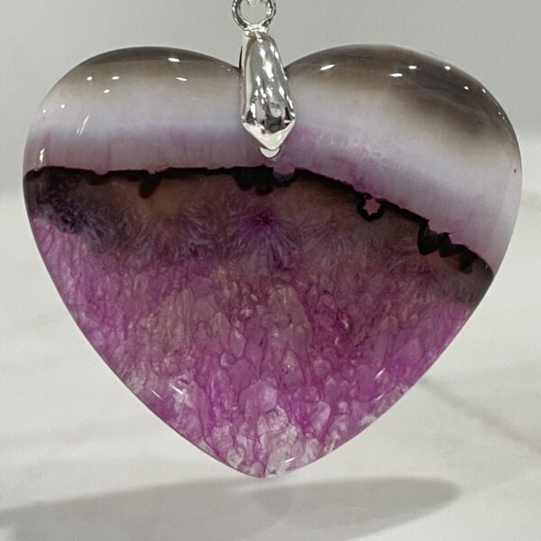 Agate Crystal Heart Pendants 41 to 44mm - Unconditional Love Pinks