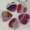 Agate Crystal Heart Pendants 41 to 44mm - Unconditional Love Pinks