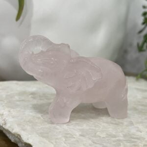 Beautiful Rose Quartz Elephant - 59mm 01 - Luck