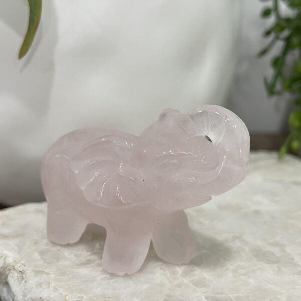 Beautiful Rose Quartz Elephant - 59mm 01 - Luck