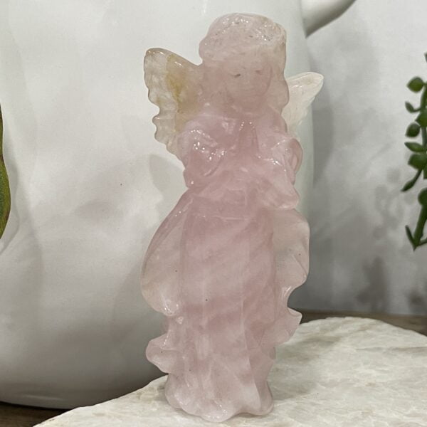 Beautiful Rose Quartz Crystal Angel - 89mm 01