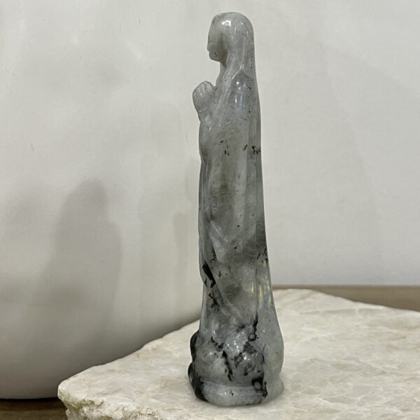 Beautiful Labradorite Crystal Mary Statue - 4 inch Madonna 01