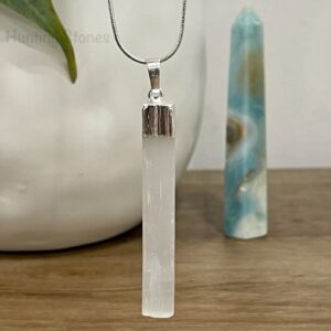 Stunning Selenite Crystal Necklaces - 55 to 58mm Sticks - Purify and Energise