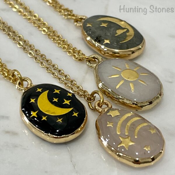 Beautiful Star Sun and Moon Gemstone Crystal Necklaces - 46 to 51cm