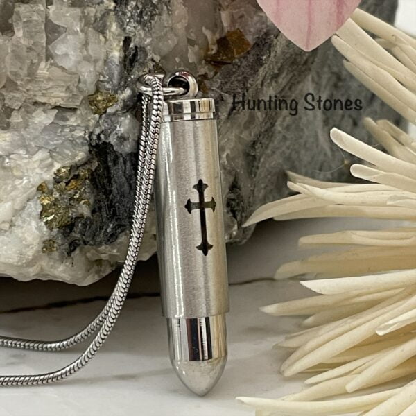 Bullet Cross Memorial Keepsake Cremation Urn Necklace