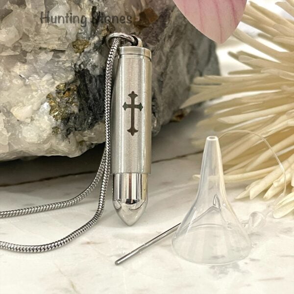 Bullet Cross Memorial Keepsake Cremation Urn Necklace