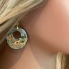 Handmade Natural Abalone Shell Dolphin Earrings Gold 30mm