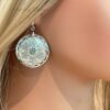 Handmade Natural Abalone Shell Silver Flower Mandala Earrings